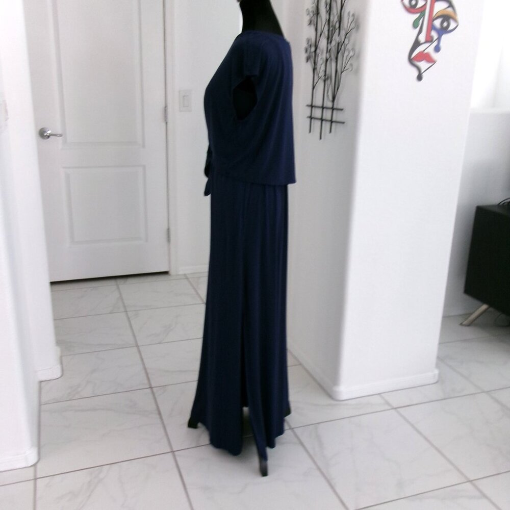 SOMA Navy Blue Soft Stretchy Popover Maxi Dress with Pockets M - Picture 7 of 14